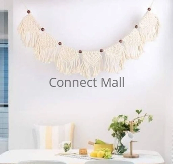 Macrame Handmade Handicraft OffWhite Wall Hanging/ Wall Decor 5.7 inch long Toran for living and Room - Free Size, Handicraft, Totan, Pack of1